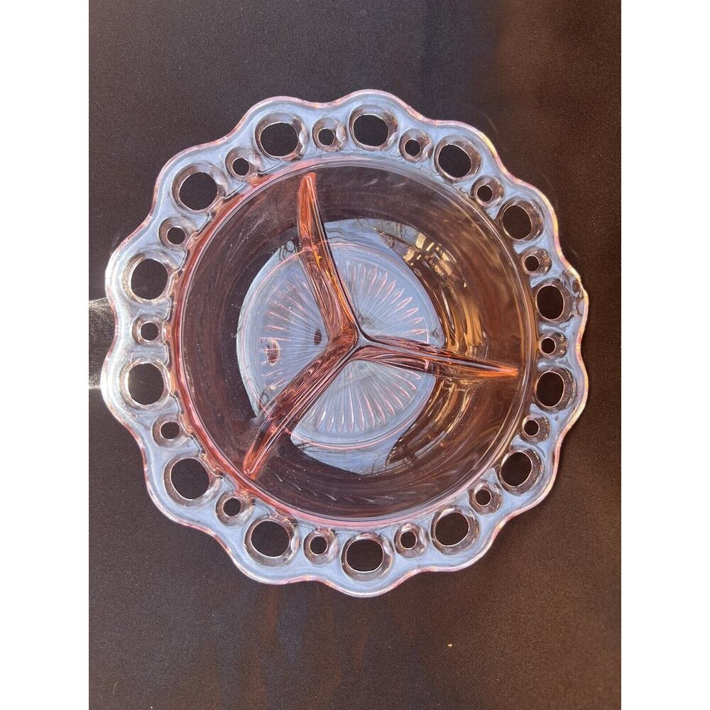 Vintage Anchor Hocking Old Colony Open Lace Pink Depression Glass Bowl
